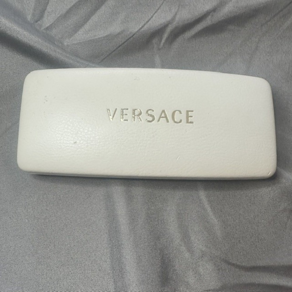 Versace White Hard Sunglasses Case Silver Logo Eyewear Protector Clamshell